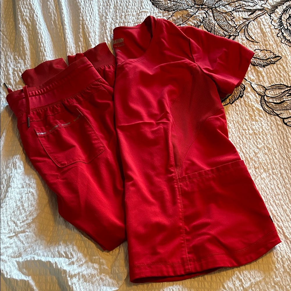 Grey's Anatomy Red Scrub Set Sz L Joggers